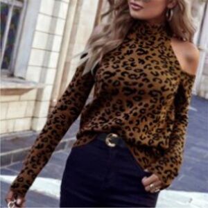 🆕 SOLID BLACK MICHAEL KORS ONE SIDED COLD SHOULDER LONG SLEEVE DRESSY TOP